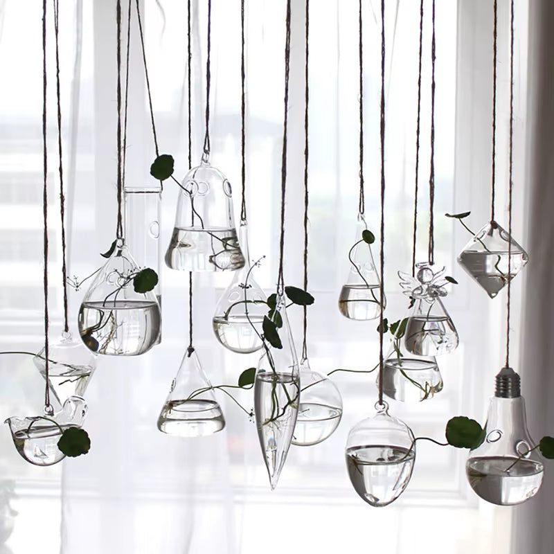 Home Planters Clear Glass Flower Plant Stand Hanging Vase Ball Terrarium Container for Garden and Home Decor