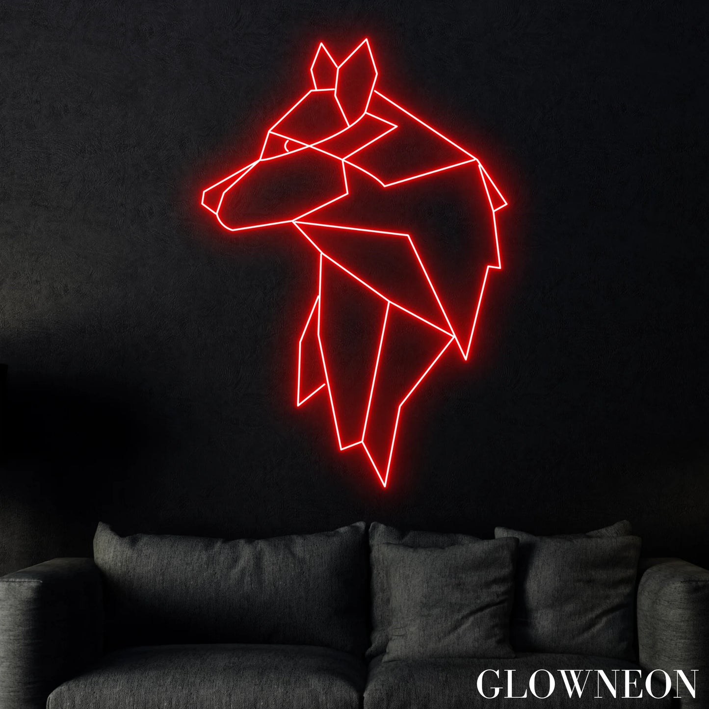 Wolf Geometric Neon Sign, Wolf Led Sign, Bedroom Wall Art