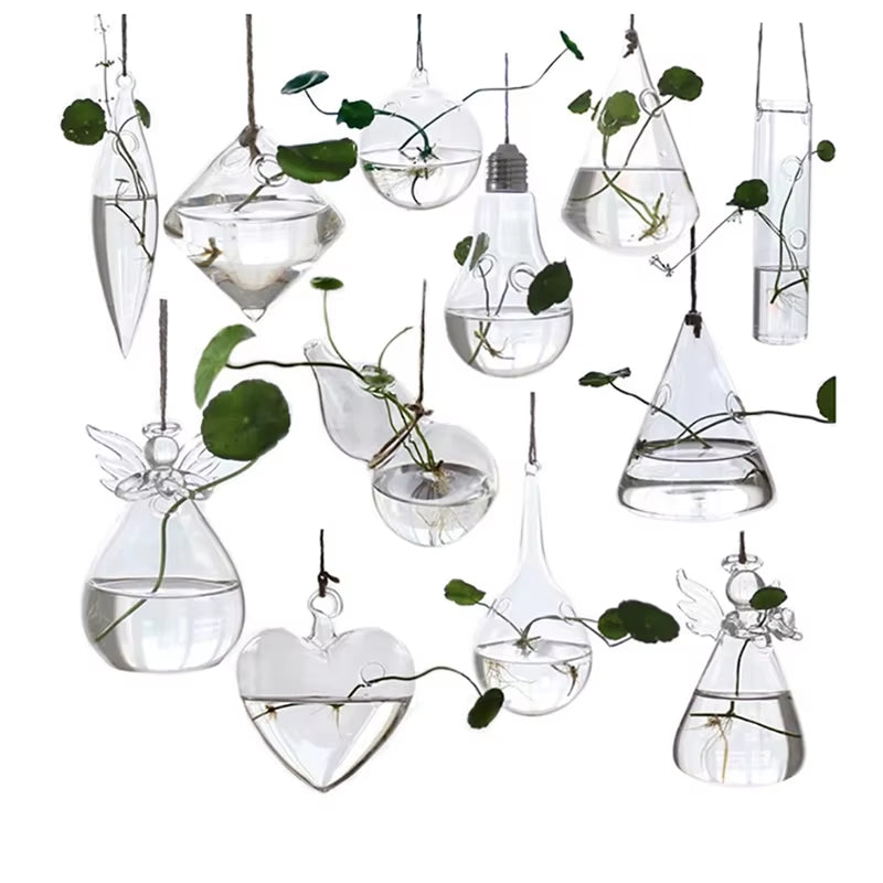 Home Planters Clear Glass Flower Plant Stand Hanging Vase Ball Terrarium Container for Garden and Home Decor