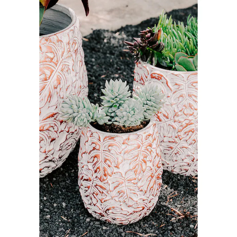 3 -Pack round 17.72-Inches W Large Off-White Cement Contemporary/Modern Indoor/Outdoor Planter with Drainage Holes