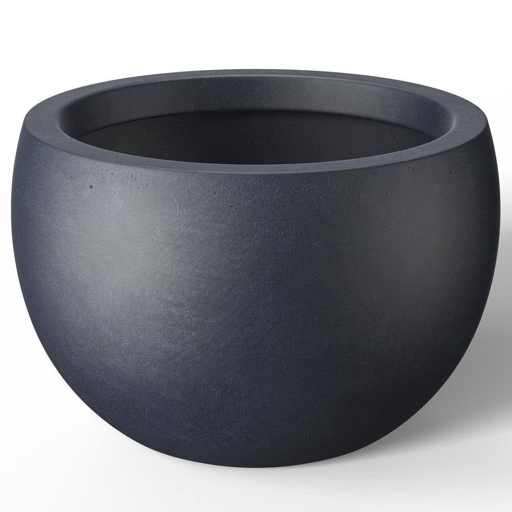 19 In. Large Granite Gray Concrete round Planter / Pot with Drainage Holes