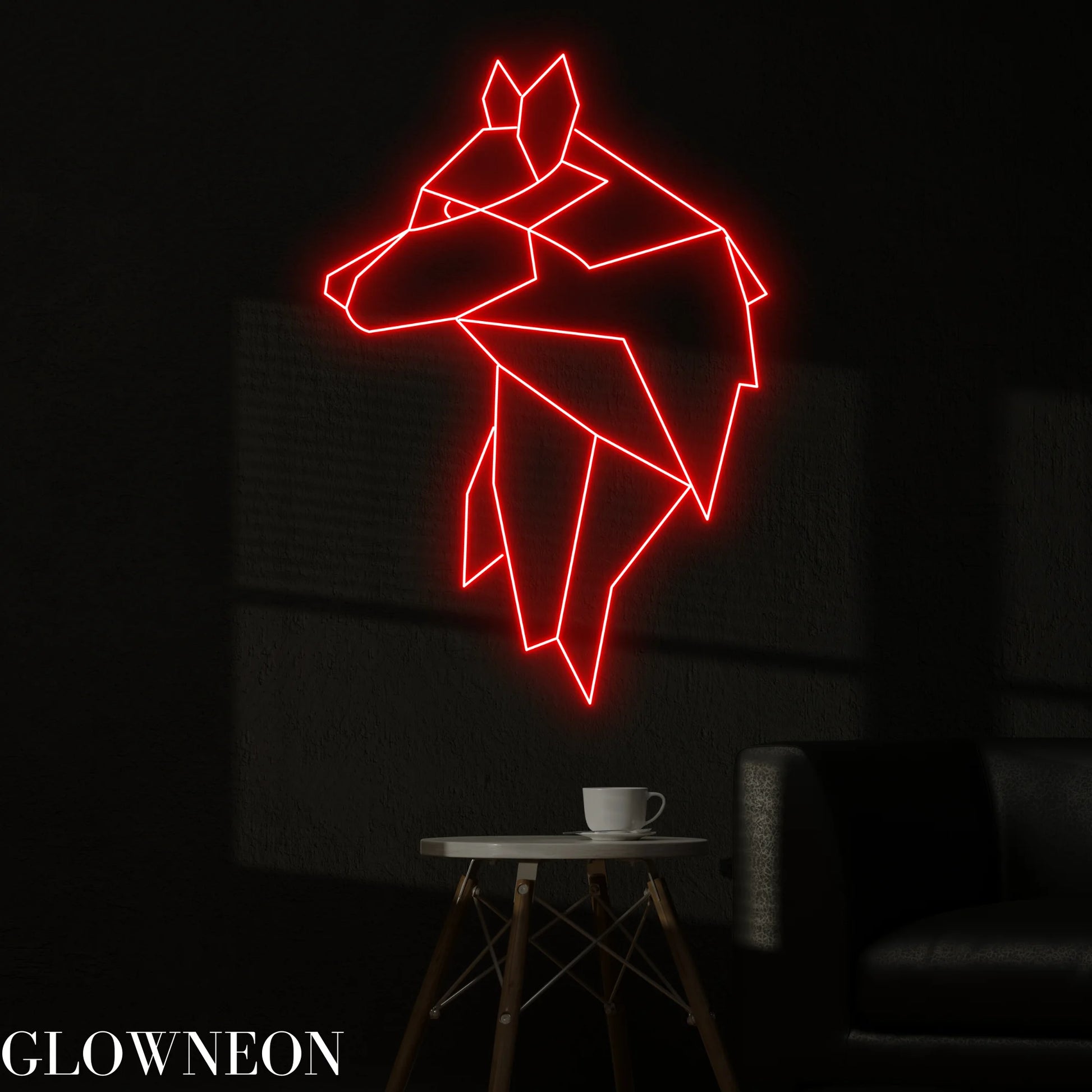 Wolf Geometric Neon Sign, Wolf Led Sign, Bedroom Wall Art