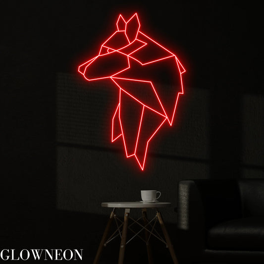 Wolf Geometric Neon Sign, Wolf Led Sign, Bedroom Wall Art
