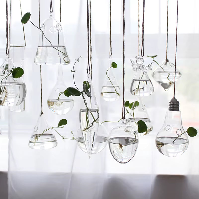 Home Planters Clear Glass Flower Plant Stand Hanging Vase Ball Terrarium Container for Garden and Home Decor