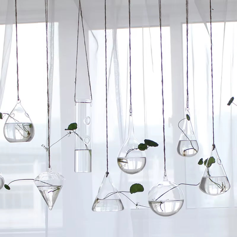 Home Planters Clear Glass Flower Plant Stand Hanging Vase Ball Terrarium Container for Garden and Home Decor