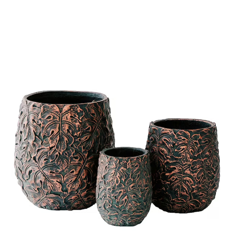 3 -Pack round 17.72-Inches W Large Off-White Cement Contemporary/Modern Indoor/Outdoor Planter with Drainage Holes