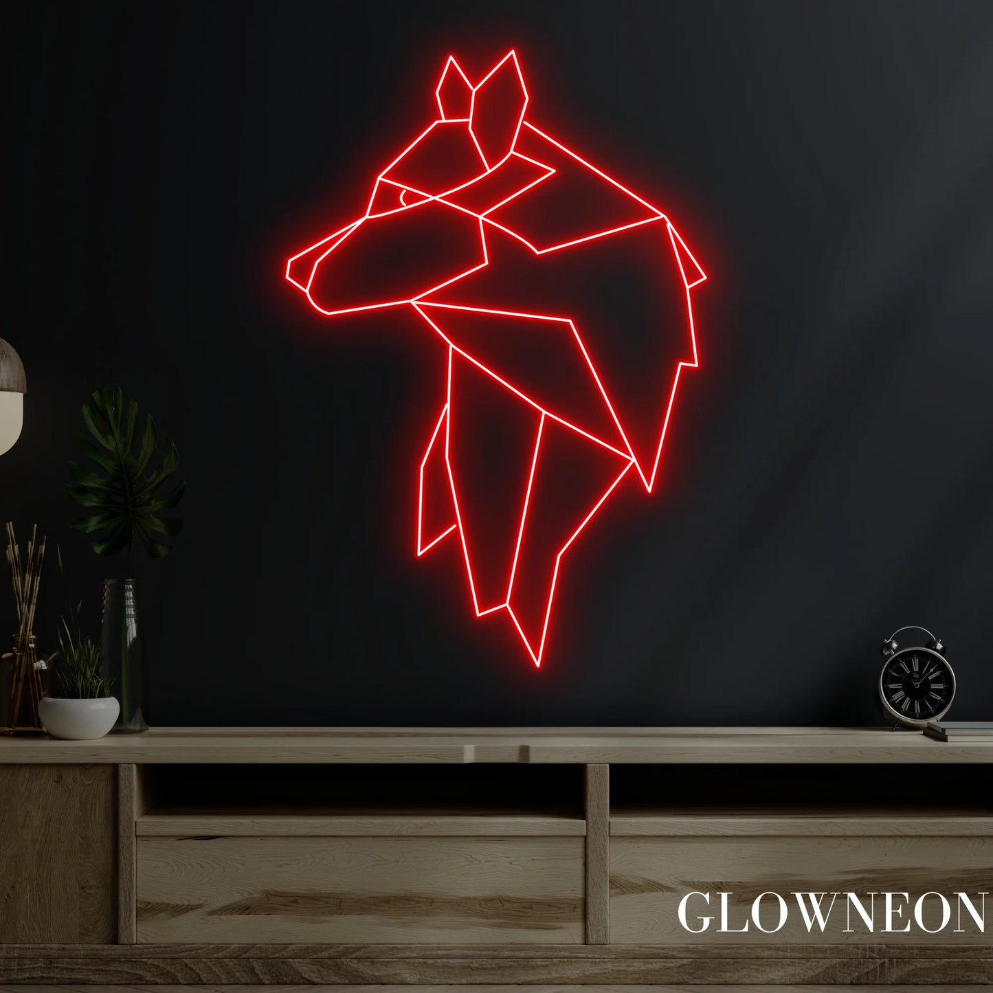 Wolf Geometric Neon Sign, Wolf Led Sign, Bedroom Wall Art
