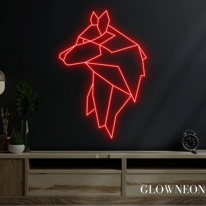 Wolf Geometric Neon Sign, Wolf Led Sign, Bedroom Wall Art