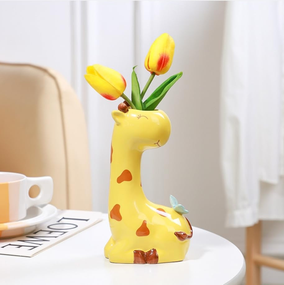 Succulent Pots,Cute Animal Giraffe Shaped Air Plant Holder Flower Planters-Plants Not in Included (7.2 Inch Tall)