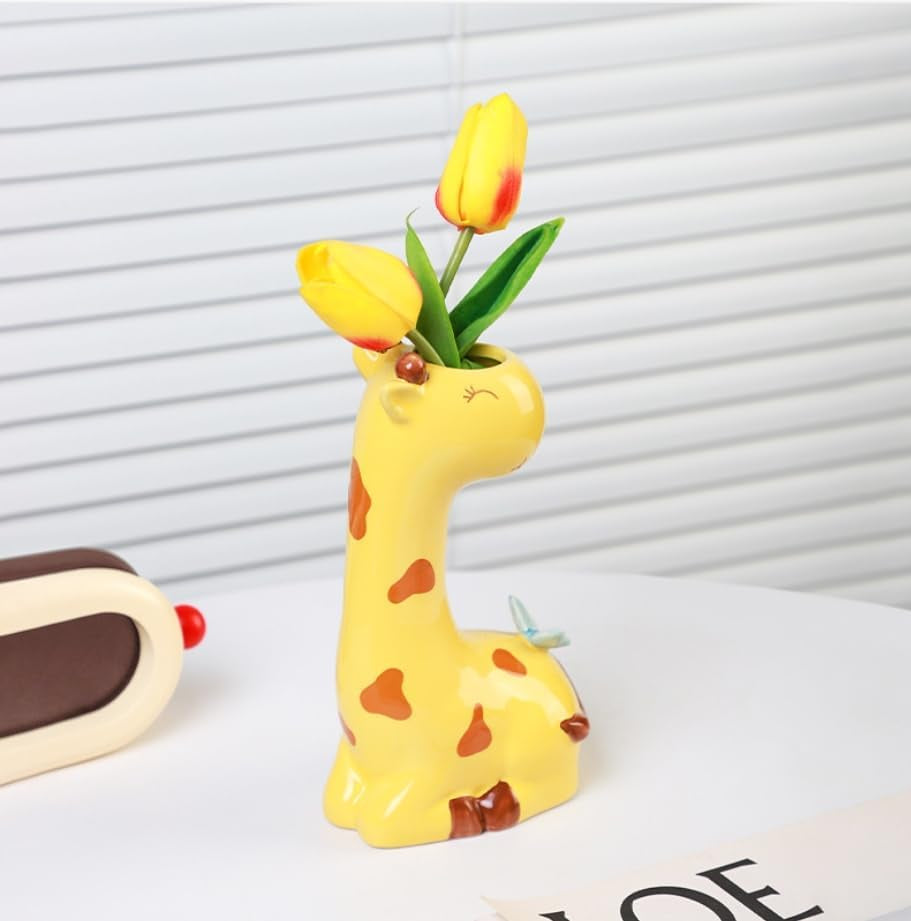 Succulent Pots,Cute Animal Giraffe Shaped Air Plant Holder Flower Planters-Plants Not in Included (7.2 Inch Tall)