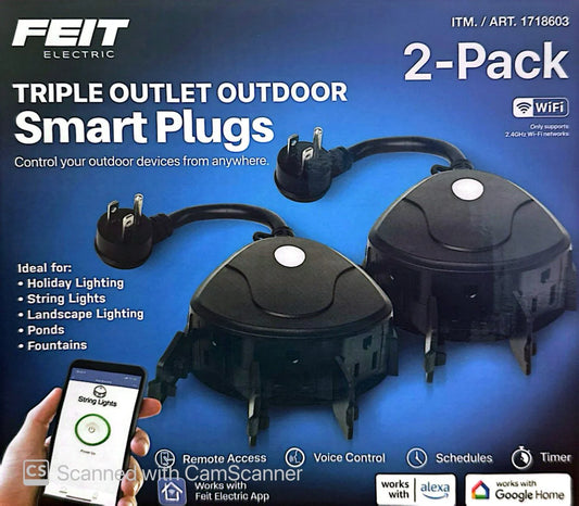 Triple Outlet Outdoor Smart Plugs 2 Pack