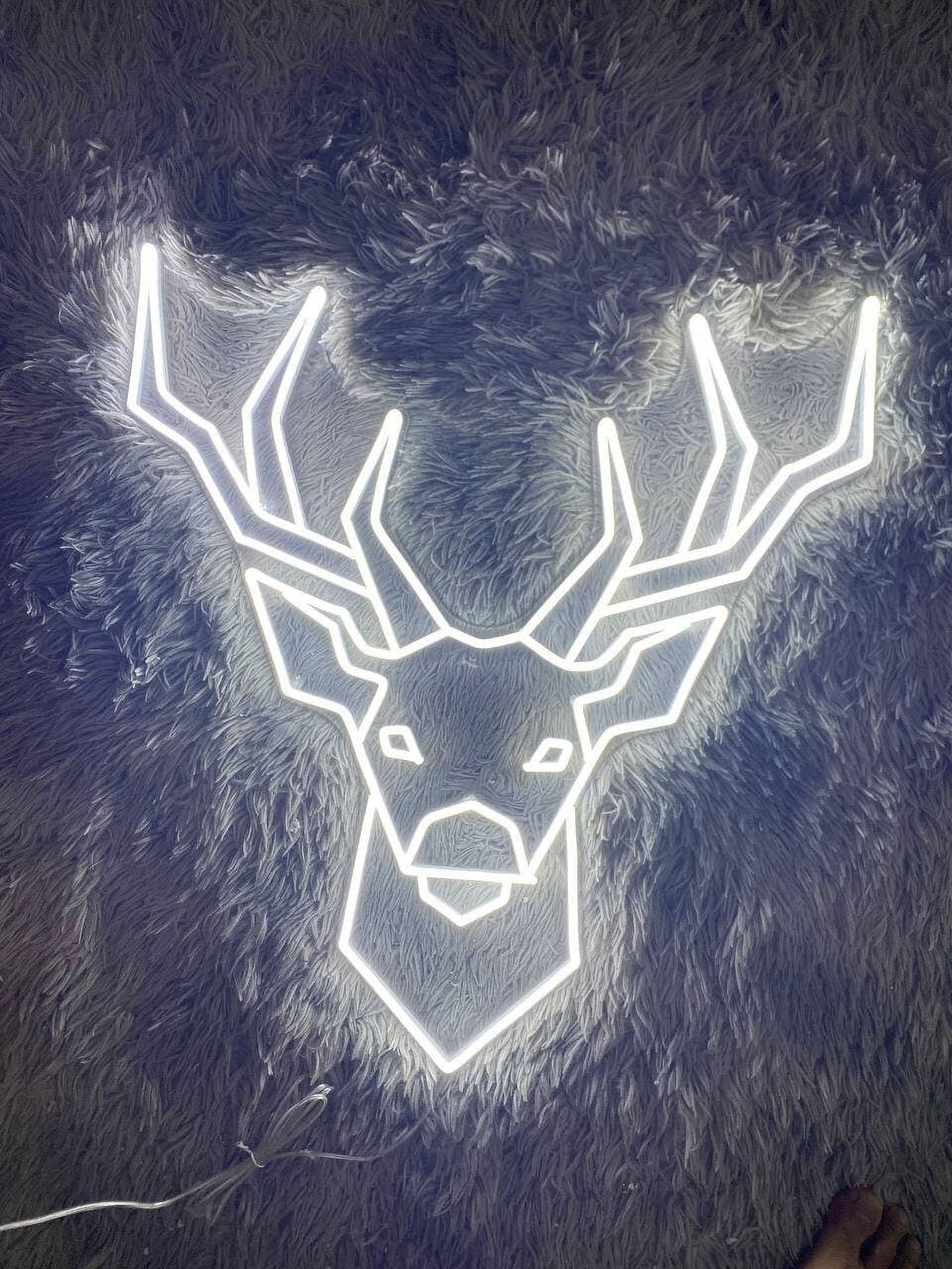 Reindeer Neon Sign, Christmas Animal Wall Art LED Decor