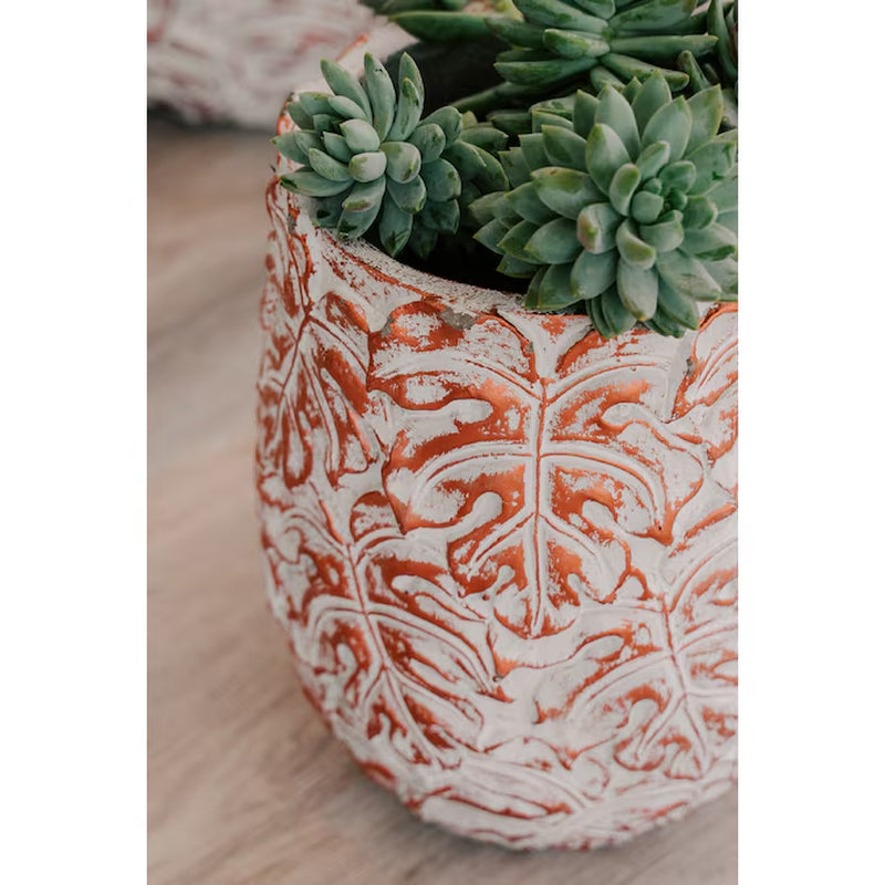 3 -Pack round 17.72-Inches W Large Off-White Cement Contemporary/Modern Indoor/Outdoor Planter with Drainage Holes