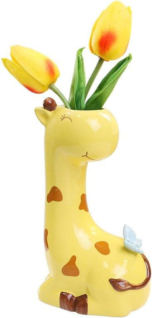Succulent Pots,Cute Animal Giraffe Shaped Air Plant Holder Flower Planters-Plants Not in Included (7.2 Inch Tall)