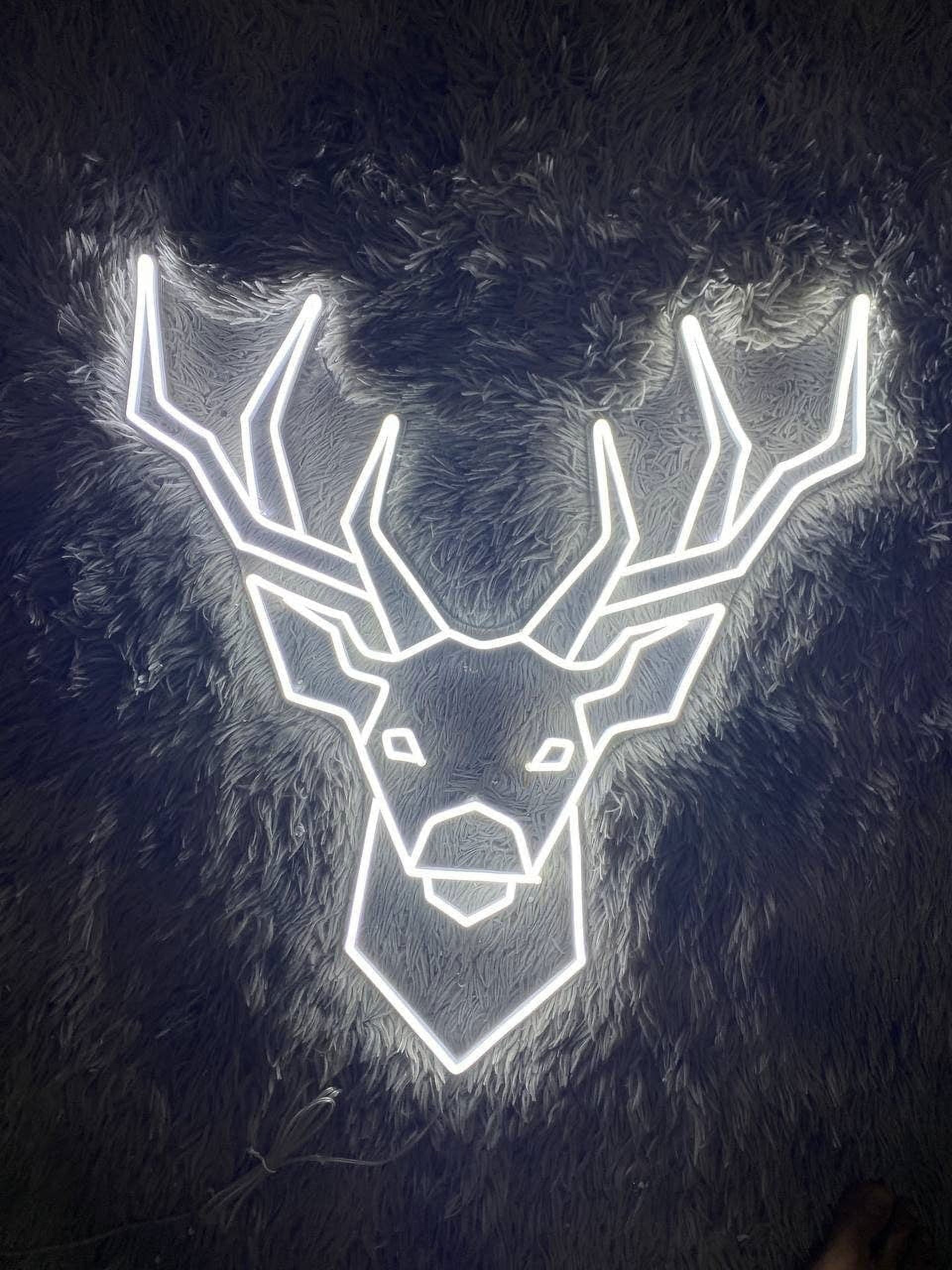 Reindeer Neon Sign, Christmas Animal Wall Art LED Decor